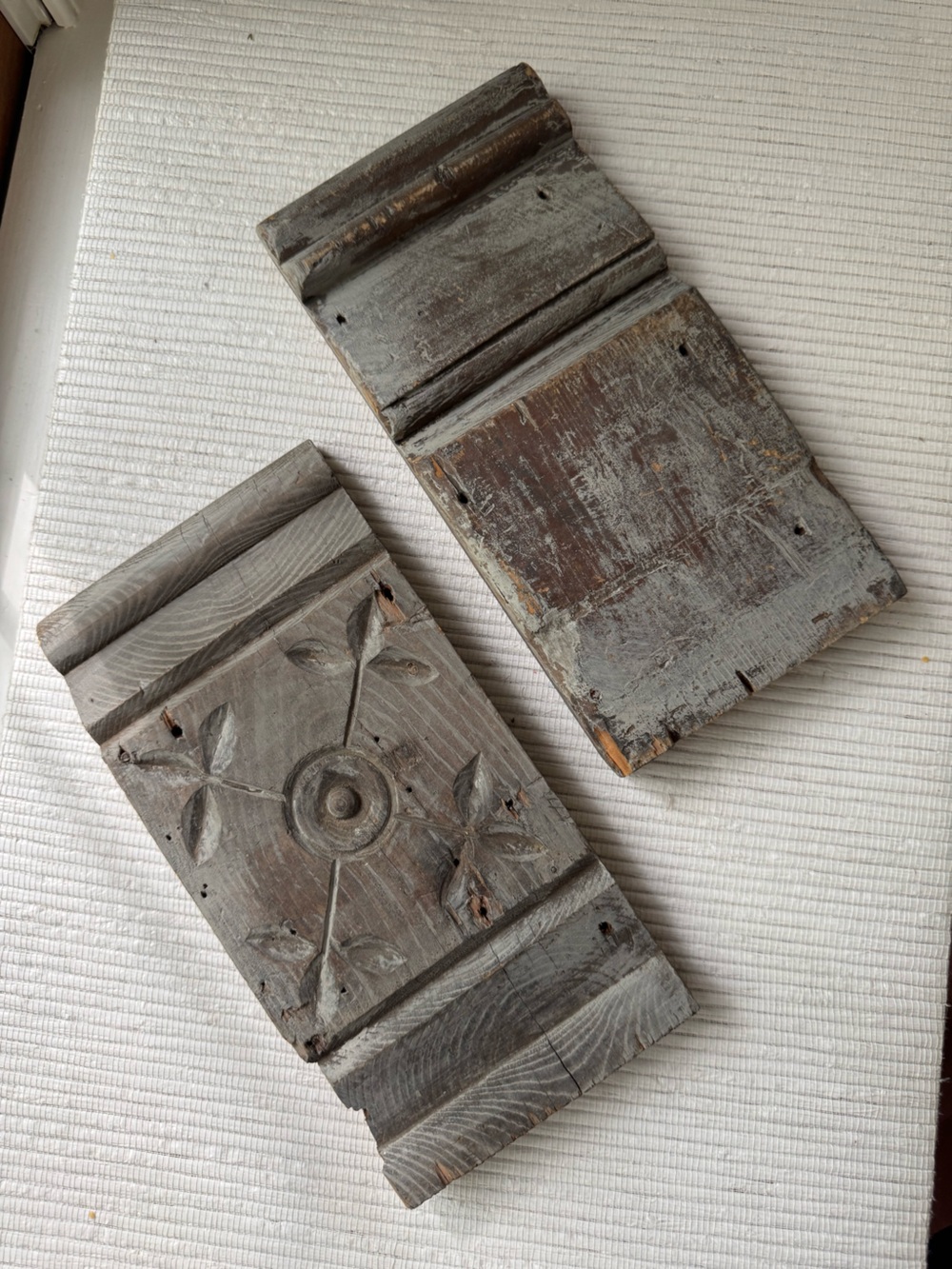Pair of Antique Carved Wood Plinth / Corbels Architectural Salvage Brackets